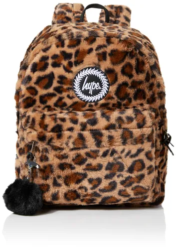 Hype Unisex's Brown Leopard Fur Backpack