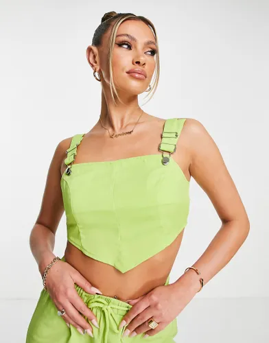I Saw It First corset top with buckle detail co-ord in lime-Green