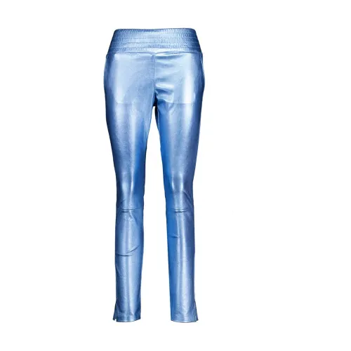 Ibana , Colette Metallic Blue Leather Pants - Women ,Blue female, Sizes: