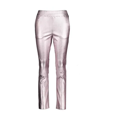 Ibana , Metallic Pink Leather Pants ,Pink female, Sizes:
