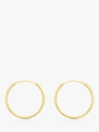IBB 9ct Gold Hoop Earrings, Gold - Gold - Female