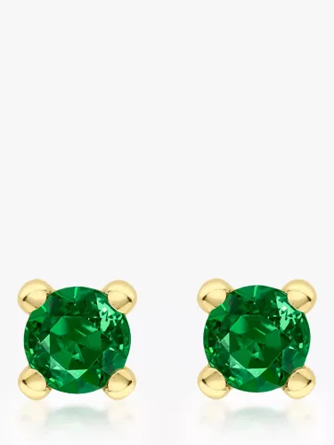 IBB 9ct Yellow Gold Cubic Zirconia Stud Earrings - May/Emerald - Female