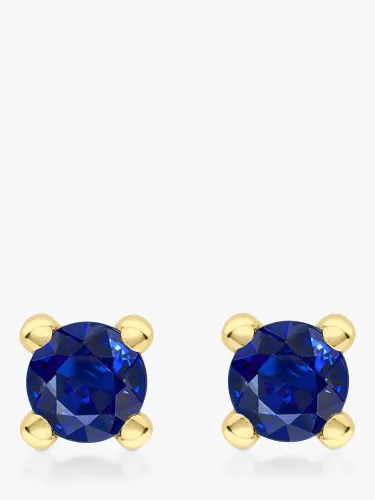 IBB 9ct Yellow Gold Cubic Zirconia Stud Earrings - September/Sapphire Blue - Female