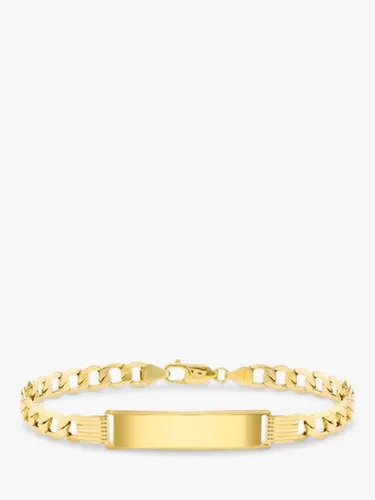 IBB Men's 9ct Gold ID Tag Curb Chain Bracelet, Gold - Gold - Male