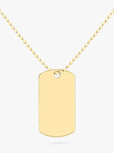 IBB Personalised Dog Tag Pendant Chain Necklace, Gold - Gold - Male