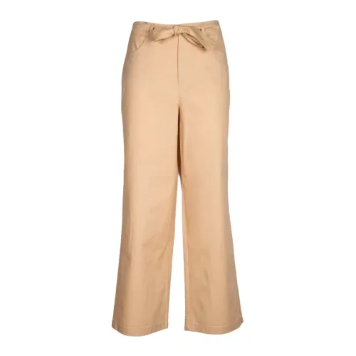 Iblues , Beige Cotton Palazzo Pants with Belt ,Beige female, Sizes: