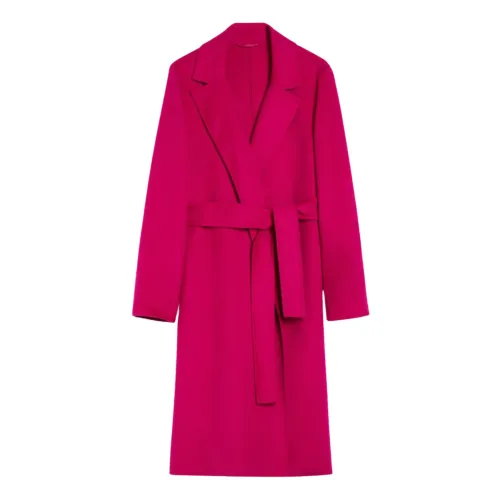 Iblues , Fuchsia Wool Blend Wrap Coat ,Pink female, Sizes: