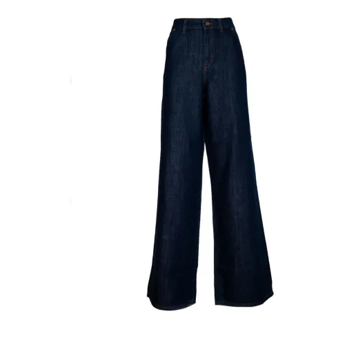 Iblues , High Waist Flared Elephant Jeans in Dark Denim ,Blue female, Sizes: