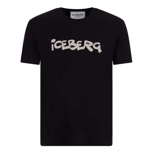 Iceberg , Black T-Shirts ,Black male, Sizes:
