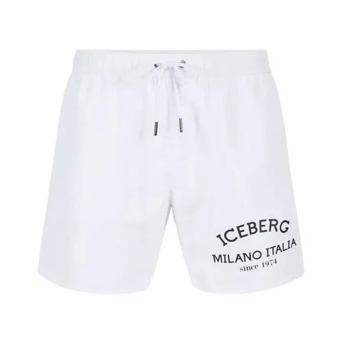 Iceberg , Logo Swim Trunks ,White male, Sizes:
