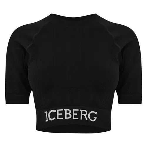 ICEBERG Seamless Logo Crop Top - Black
