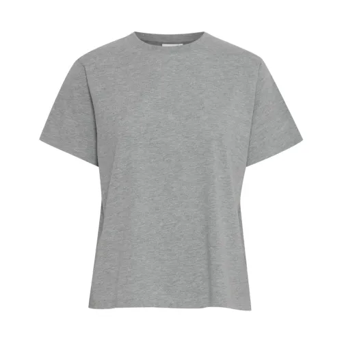 Ichi , Essential Cotton T-Shirt ,Gray female, Sizes: