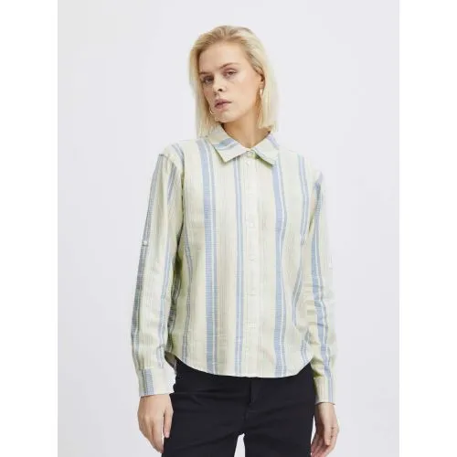 ICHI Womens Cashmere Blue Stripe Lino Shirt