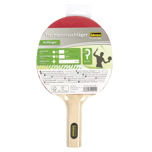 Idena 40201 Beginners Table Tennis Bat with Straight Wooden