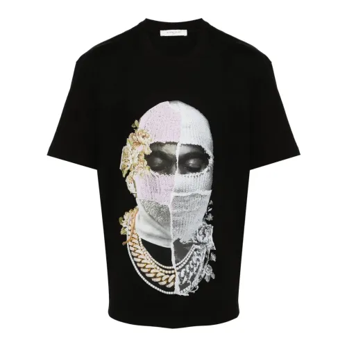 IH NOM UH NIT , Black Cotton Round Neck T-shirt with Logo Print ,Black male, Sizes: