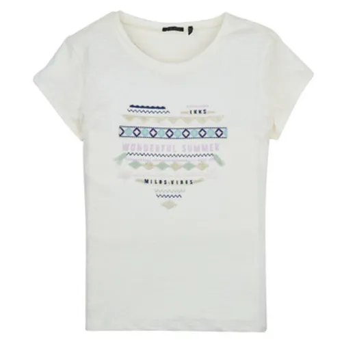 Ikks  XW10272  girls's Children's T shirt in White