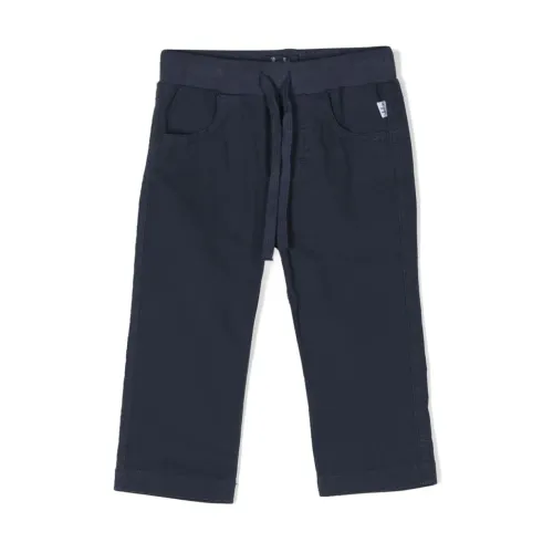 Il Gufo , Blue Cotton Trousers with Drawstring ,Blue male, Sizes: