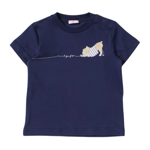 Il Gufo , Blue Kids T-shirt with Dog Print ,Blue unisex, Sizes: