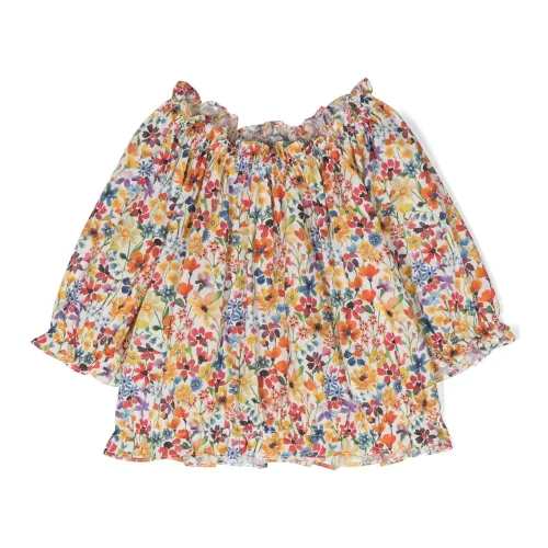 Il Gufo , Floral Print Puff Sleeve Cropped Blouse ,Multicolor female, Sizes: