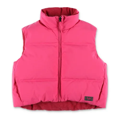 Il Gufo , Fuchsia Padded Goose Feather Vest ,Red female, Sizes: