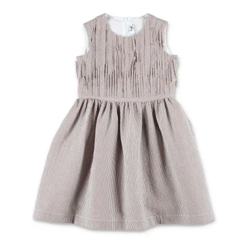 Il Gufo , Girl's Clothing Dress Stripes Ss24 ,Gray female, Sizes: