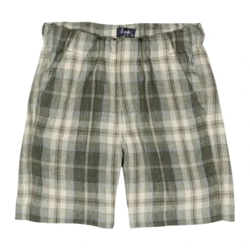 Il Gufo , Green Checkered Bermuda Shorts ,Green male, Sizes: