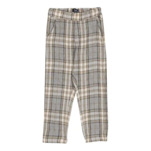 Il Gufo , Grey Checkered Slip-On Trousers ,Gray male, Sizes: