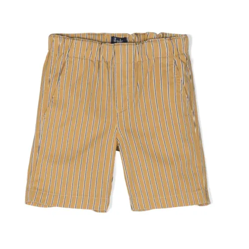 Il Gufo , Striped Cotton Boys Shorts Beige ,Beige male, Sizes: