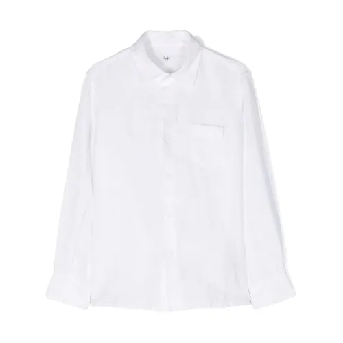 Il Gufo , White Linen Classic Collar Shirt ,White male, Sizes: