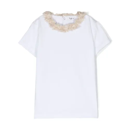 Il Gufo , White T-shirts and Polos with Contrasting Trim ,White female, Sizes: