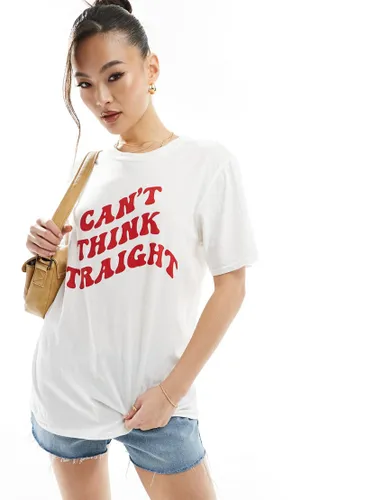 In The Style Can't Think Straight slogan t-shirt in white