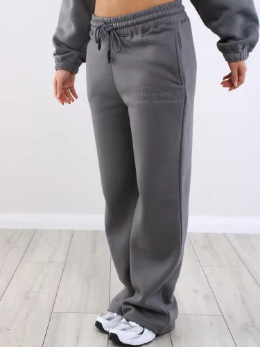 In The Style Charcoal Jersey Emroidered Wide Leg Jogger