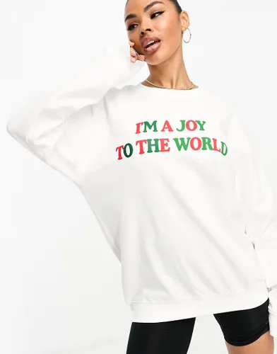 In The Style Christmas Joy to the World motif sweatshirt in white