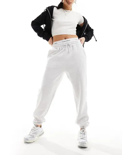 In The Style cuffed leg jogger with drawstring in grey marl