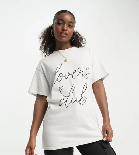 In The Style exclusive lovers club slogan t-shirt in grey