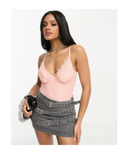 In The Style Womens lace body in pink