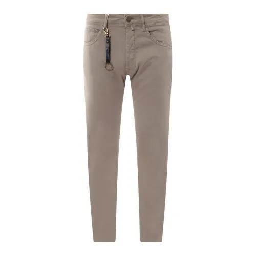 Incotex , Grey Trousers with Button Closure ,Gray male, Sizes: