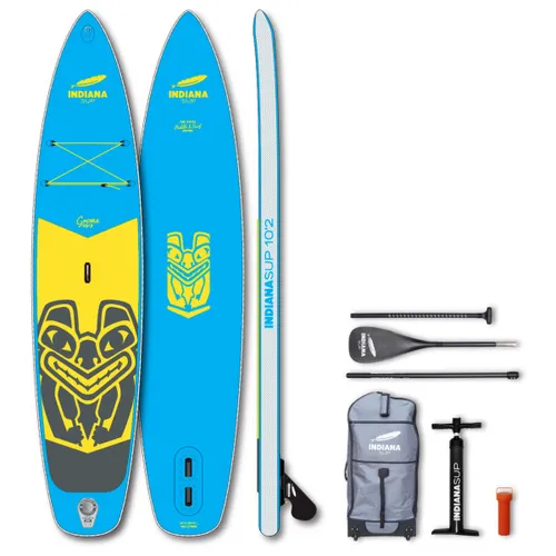Indiana - 10'2 Groms Pack with 3-Piece Fiberglass Paddle - SUP kit size 311 x 66 x 12 cm, blue/grey