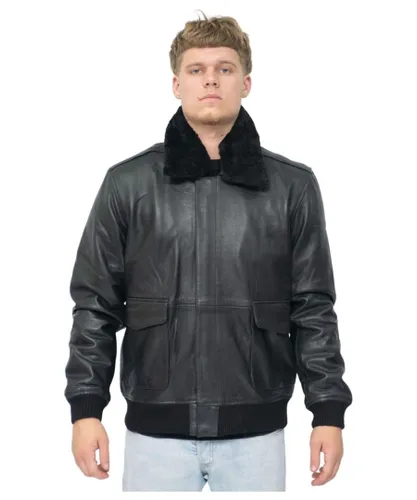 Infinity Leather Mens Air Force A2 Cowhide Bomber Jacket-Montreal - Black