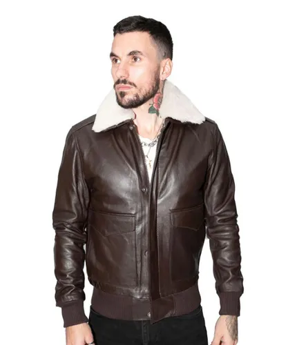 Infinity Leather Mens Air Force A2 Cowhide Bomber Jacket-Montreal - Brown