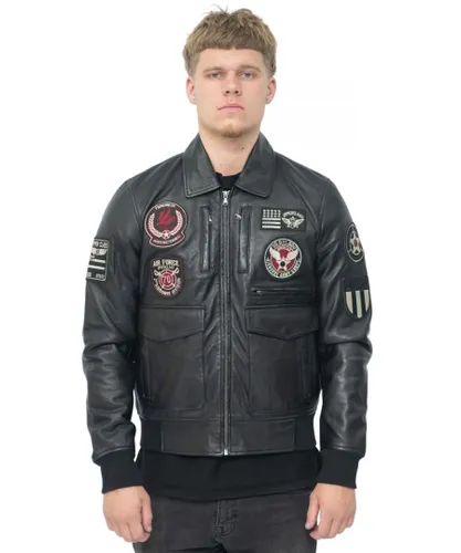 Infinity Leather Mens Air Force Bomber Jacket - Dublin - Black