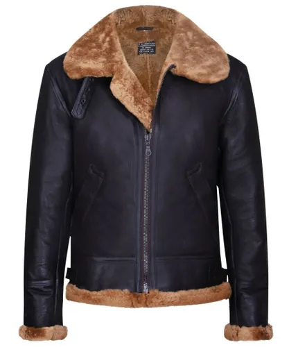 Infinity Leather Mens B3 Aviator Real Sheepskin Flying Jacket-Oxford - Brown