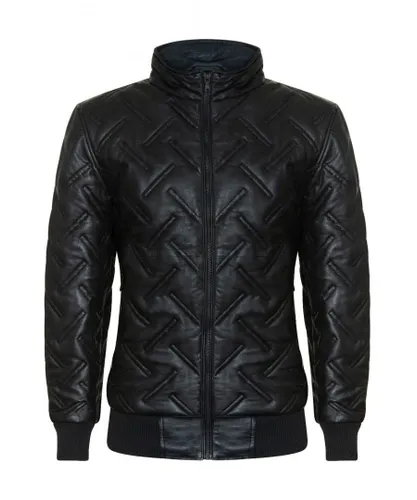 Infinity Leather Mens Bomber Quilted Jacket - Goiania - Black