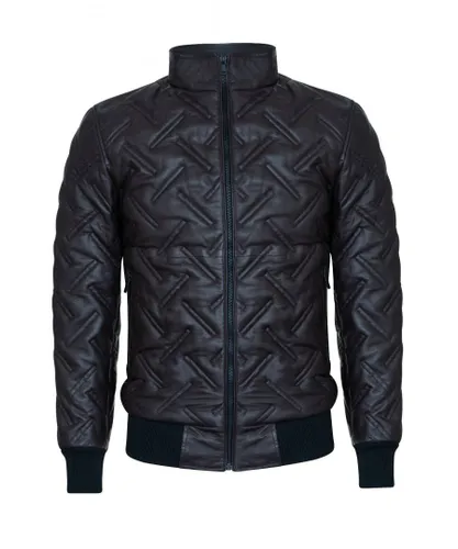 Infinity Leather Mens Bomber Quilted Jacket - Goiania - Brown