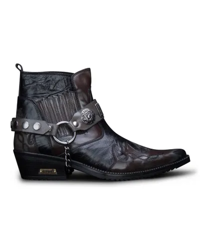 Infinity Leather Mens Brown Snakeskin Winklepicker Cowboy Ankle Boots