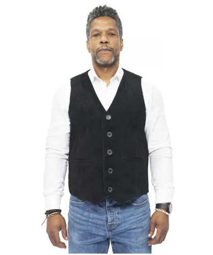 Infinity Leather Mens Classic Goat Suede Waistcoat-Norwich - Black