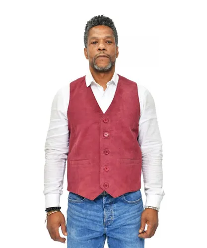 Infinity Leather Mens Classic Goat Suede Waistcoat-Norwich - Burgundy
