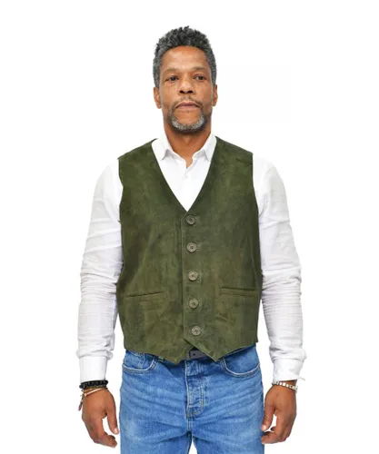 Infinity Leather Mens Classic Goat Suede Waistcoat-Norwich - Green