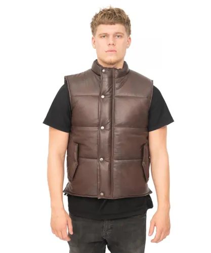 Infinity Leather Mens Classic Puffer Waistcoat-Nottingham - Brown