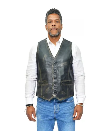 Infinity Leather Mens Classic Waistcoat-Chester - Black